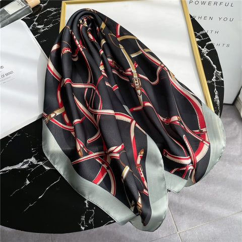New Silk Scarf Lady Hair band Square Shawl Satin Bag Scarves Head Wrap