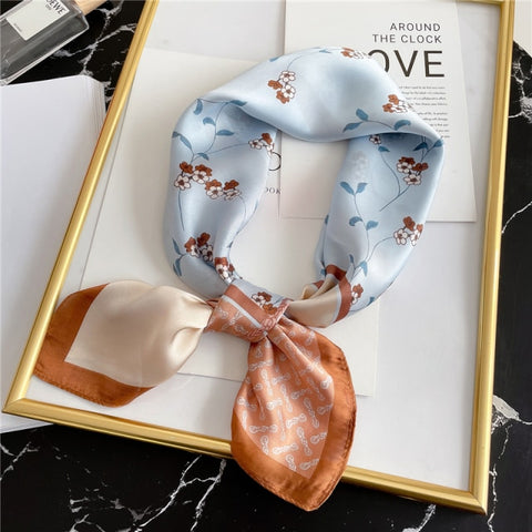 New Silk Scarf Lady Hair band Square Shawl Satin Bag Scarves Head Wrap