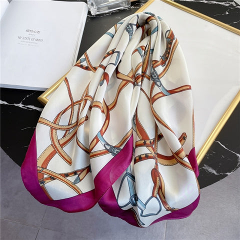 New Silk Scarf Lady Hair band Square Shawl Satin Bag Scarves Head Wrap