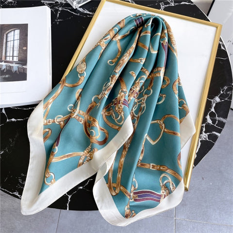 New Silk Scarf Lady Hair band Square Shawl Satin Bag Scarves Head Wrap