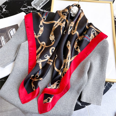 New Silk Scarf Lady Hair band Square Shawl Satin Bag Scarves Head Wrap