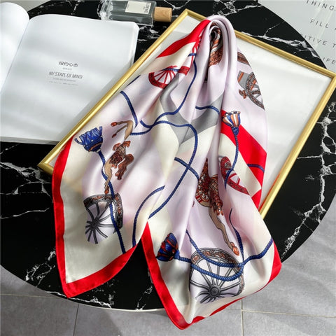 New Silk Scarf Lady Hair band Square Shawl Satin Bag Scarves Head Wrap