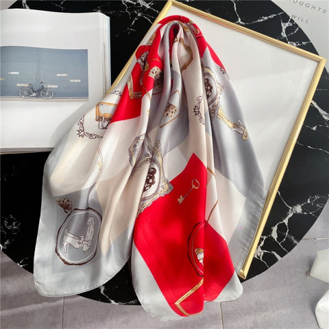 New Silk Scarf Lady Hair band Square Shawl Satin Bag Scarves Head Wrap