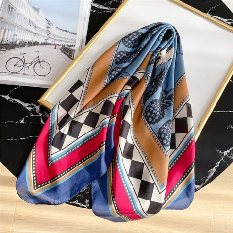 New Silk Scarf Lady Hair band Square Shawl Satin Bag Scarves Head Wrap