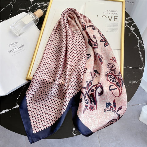 New Silk Scarf Lady Hair band Square Shawl Satin Bag Scarves Head Wrap