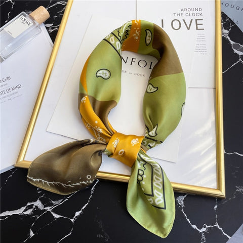 New Silk Scarf Lady Hair band Square Shawl Satin Bag Scarves Head Wrap