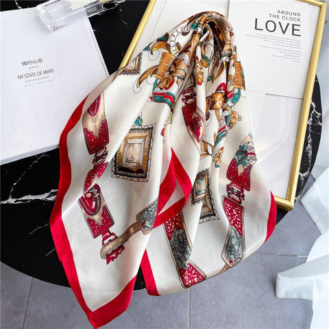 New Silk Scarf Lady Hair band Square Shawl Satin Bag Scarves Head Wrap