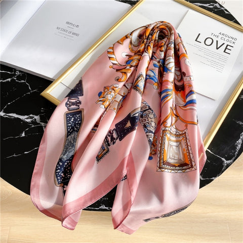 New Silk Scarf Lady Hair band Square Shawl Satin Bag Scarves Head Wrap