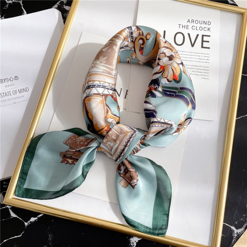 New Silk Scarf Lady Hair band Square Shawl Satin Bag Scarves Head Wrap