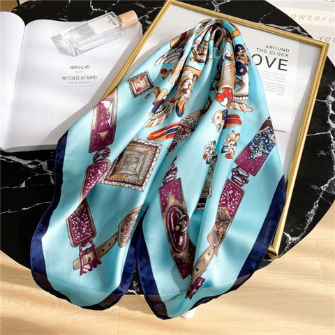 New Silk Scarf Lady Hair band Square Shawl Satin Bag Scarves Head Wrap