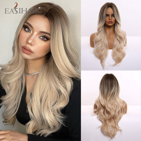 Long Wavy Middle Part Cosplay Natural Heat Resistant Synthetic Wig for Women