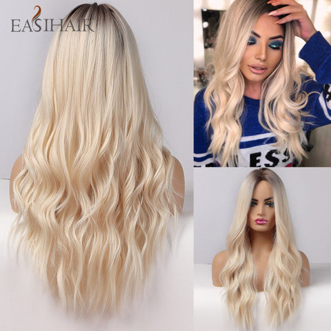 Long Wavy Middle Part Cosplay Natural Heat Resistant Synthetic Wig for Women