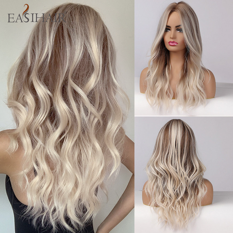 Long Wavy Middle Part Cosplay Natural Heat Resistant Synthetic Wig for Women