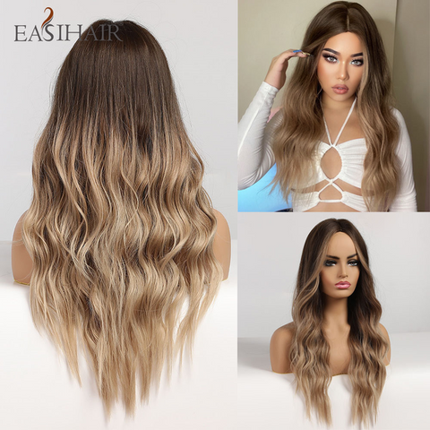 Long Wavy Middle Part Cosplay Natural Heat Resistant Synthetic Wig for Women