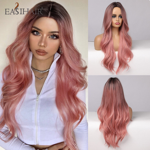 Long Wavy Middle Part Cosplay Natural Heat Resistant Synthetic Wig for Women