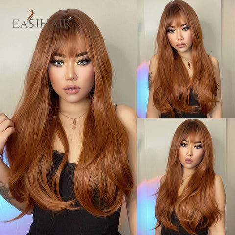 Long Wavy Middle Part Cosplay Natural Heat Resistant Synthetic Wig for Women