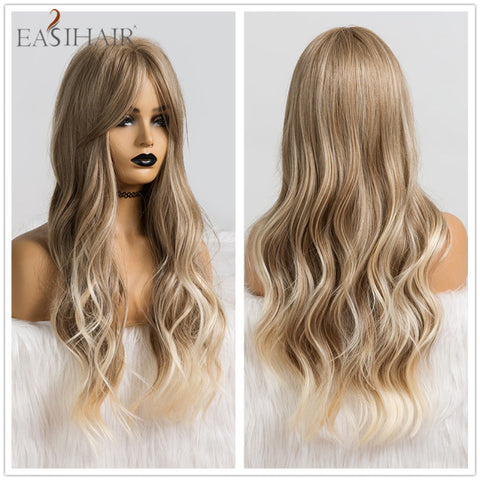 Long Wavy Middle Part Cosplay Natural Heat Resistant Synthetic Wig for Women