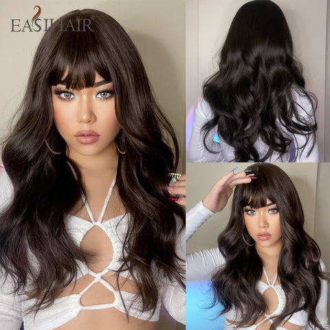 Long Wavy Middle Part Cosplay Natural Heat Resistant Synthetic Wig for Women