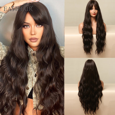 Long Wavy Middle Part Cosplay Natural Heat Resistant Synthetic Wig for Women