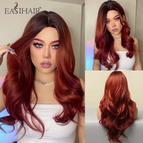 Long Wavy Middle Part Cosplay Natural Heat Resistant Synthetic Wig for Women