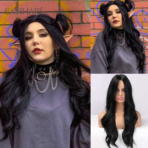 Long Wavy Middle Part Cosplay Natural Heat Resistant Synthetic Wig for Women