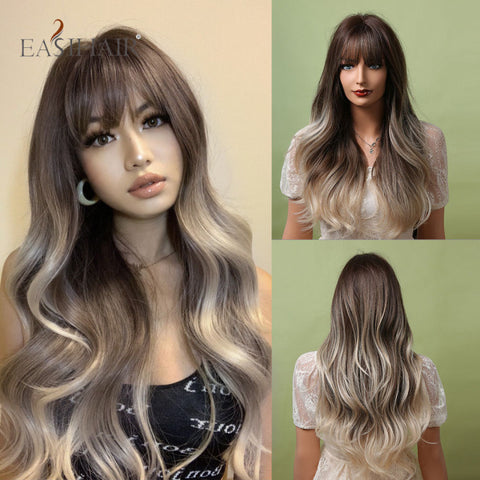 Long Wavy Middle Part Cosplay Natural Heat Resistant Synthetic Wig for Women