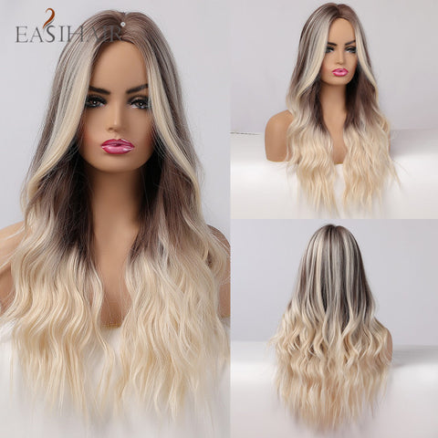 Long Wavy Middle Part Cosplay Natural Heat Resistant Synthetic Wig for Women