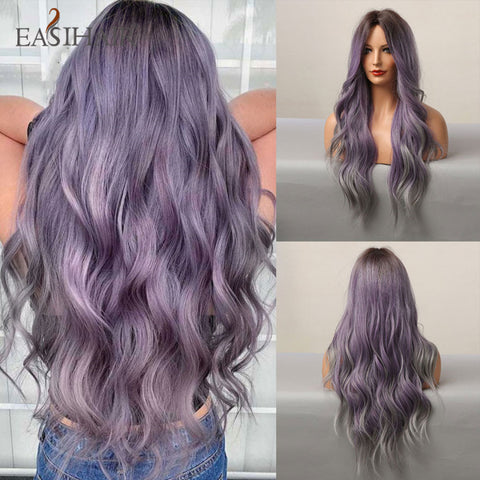 Long Wavy Middle Part Cosplay Natural Heat Resistant Synthetic Wig for Women