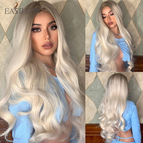 Long Wavy Middle Part Cosplay Natural Heat Resistant Synthetic Wig for Women