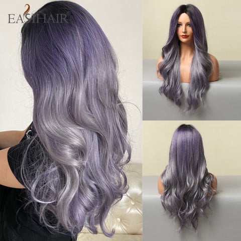 Long Wavy Middle Part Cosplay Natural Heat Resistant Synthetic Wig for Women