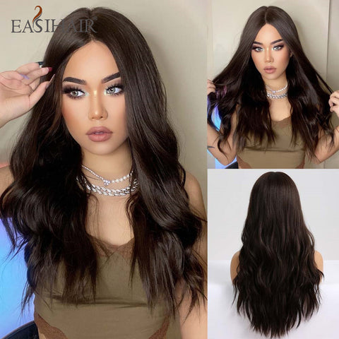 Long Wavy Middle Part Cosplay Natural Heat Resistant Synthetic Wig for Women