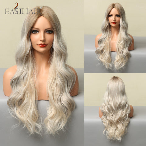 Long Wavy Middle Part Cosplay Natural Heat Resistant Synthetic Wig for Women