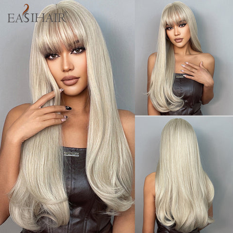 Long Wavy Middle Part Cosplay Natural Heat Resistant Synthetic Wig for Women