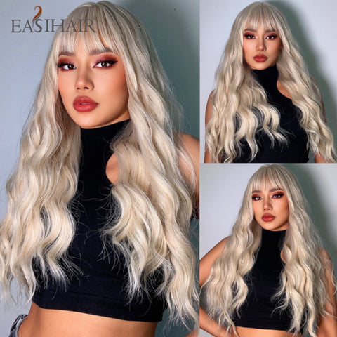 Long Wavy Middle Part Cosplay Natural Heat Resistant Synthetic Wig for Women