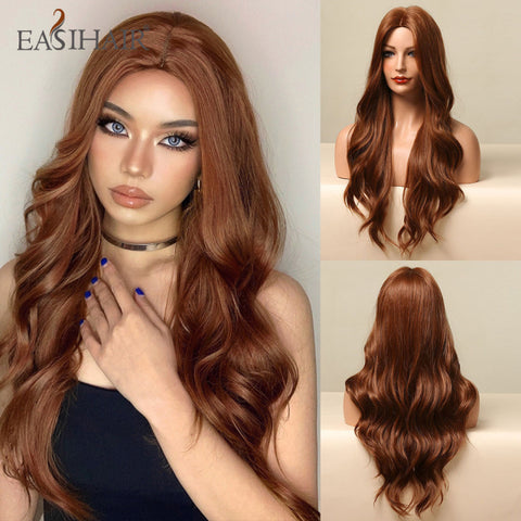 Long Wavy Middle Part Cosplay Natural Heat Resistant Synthetic Wig for Women