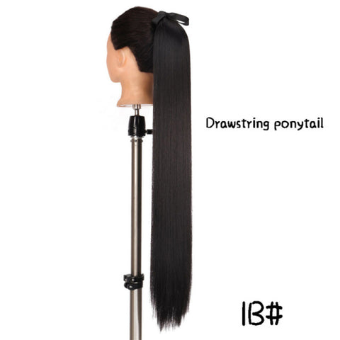 Synthetic Fiber Heat-Resistant Straight Hair With Ponytail Tail Wigs