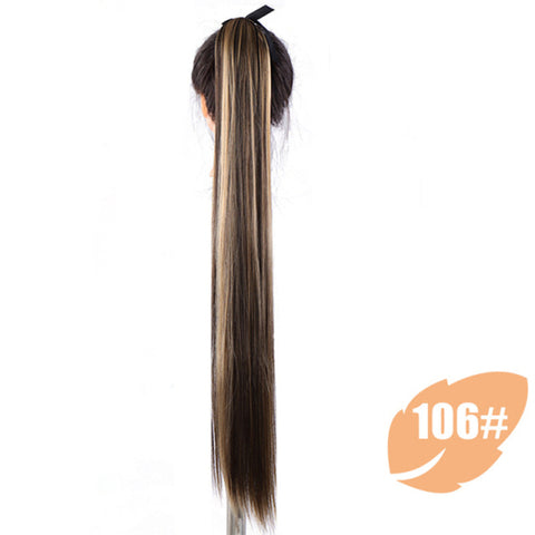 Synthetic Fiber Heat-Resistant Straight Hair With Ponytail Tail Wigs