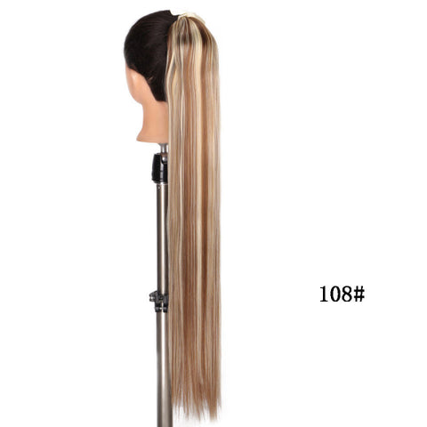 Synthetic Fiber Heat-Resistant Straight Hair With Ponytail Tail Wigs
