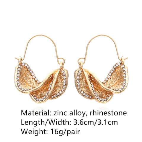 Retro Golden Metal Leaf Stud Earrings Geometric Irregular Plant Earring