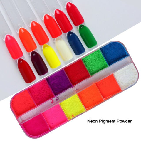 Nail Polish Powder Neon Fluorescent Pigment Set DIY Gel Inpluser
