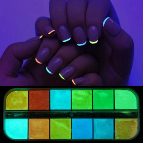 Nail Polish Powder Neon Fluorescent Pigment Set DIY Gel Inpluser