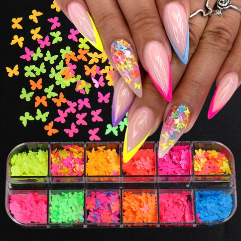 Nail Polish Powder Neon Fluorescent Pigment Set DIY Gel Inpluser