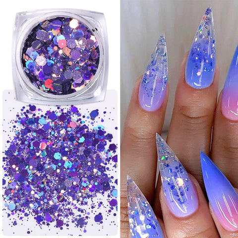 Purple Chameleon Sparkly Nail Decorations Inpluser