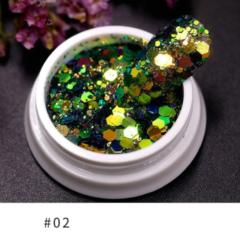 Purple Chameleon Sparkly Nail Decorations Inpluser