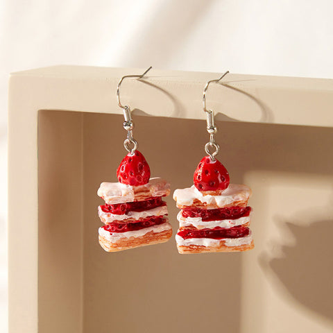 Lovely Fruit Tea Cup Earrings Creative Funny CrystalJewelry personality