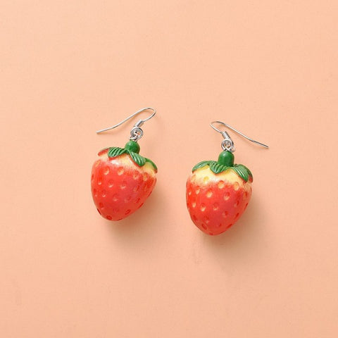Lovely Fruit Tea Cup Earrings Creative Funny CrystalJewelry personality