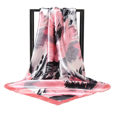 Luxury Brand Square Silk Scarf Women Satin Print Hijab Scarves Muslim