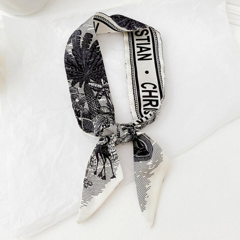 Luxury Brand Square Silk Scarf Women Satin Print Hijab Scarves Muslim