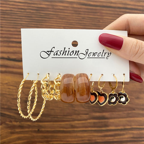 Trendy Exquisite Pearl Metal Earrings Set For Women