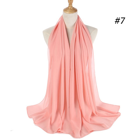 women plain bubble chiffon scarf hijab wrap printe solid color shawls